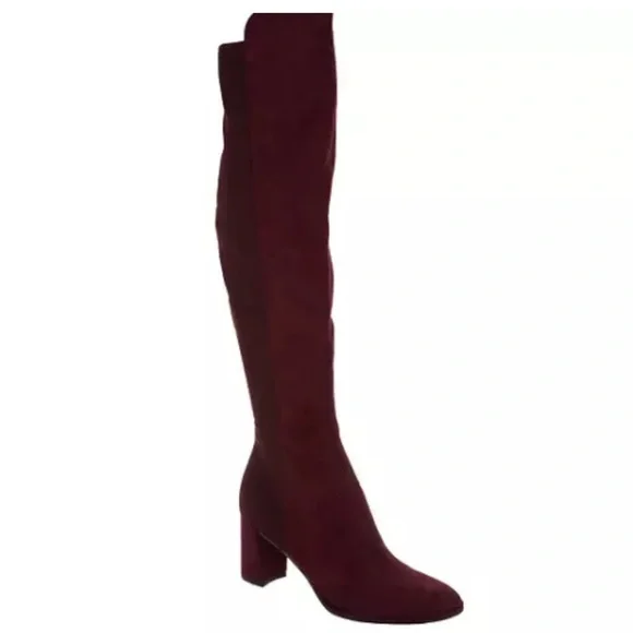Marc Fisher Over the Knee Faux Suede Boot in Loran Burgundy. Size 8.5. EUC - Picture 3 of 4